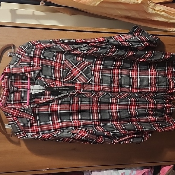 Intro Love ❤️ The Fit Women Plaid Button Shirt 2X NWT - Picture 1 of 7